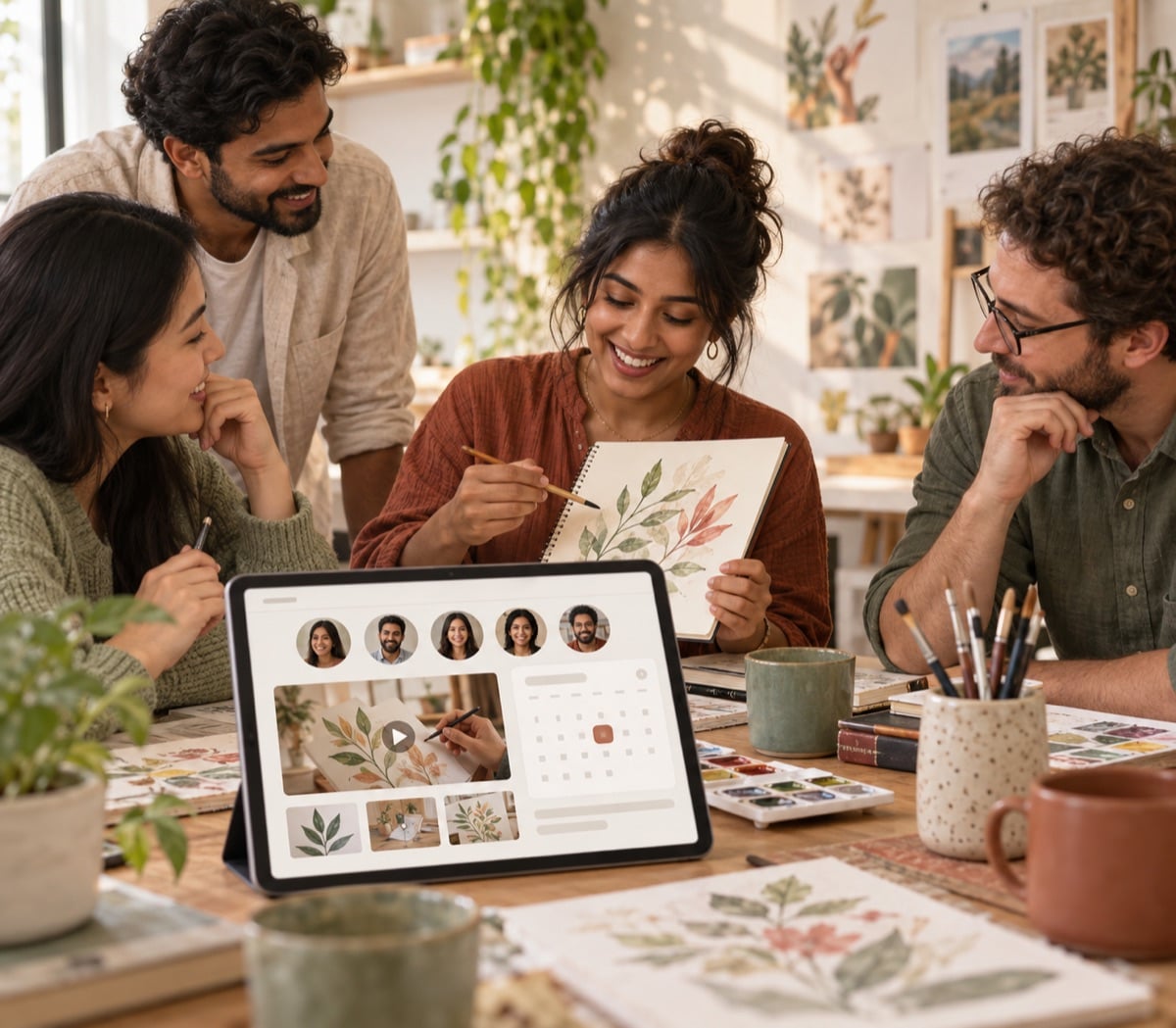 People sharing ideas together at a creative workshop